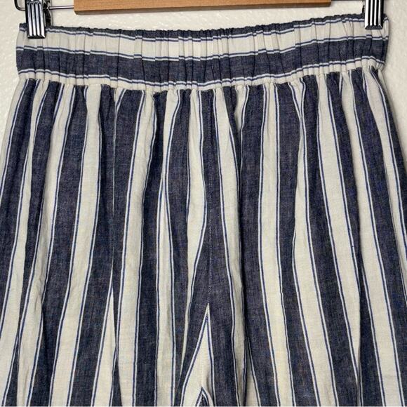 MADEWELL Pants Woman's XXS Huston Pull-On Crops in Stripe Transatlantic blue - Picture 11 of 16